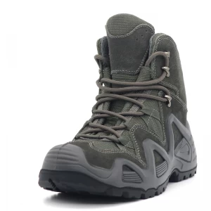 TM1905 Grey suede leather anti slip non safety lightweight men jungle hiking shoes