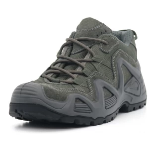 TM1906 Grey suede leather non slip waterproof outdoor climbing jungle hiking shoes