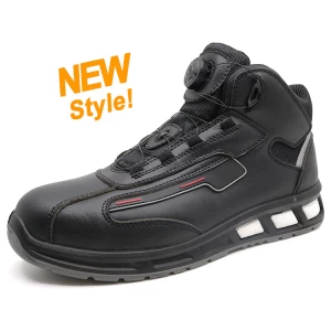 ETPU05 couro preto anti estática fibra de vidro toe metal livre elegante bota de segurança