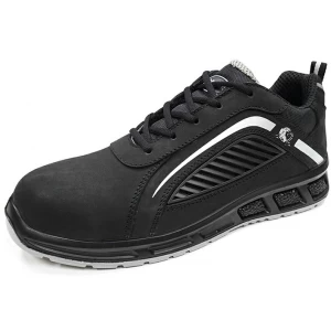 ETPU40 Zapatos de trabajo de seguridad deportivos de cuero genuino negro antideslizante de absorción de impactos