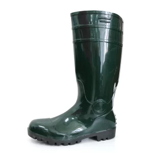 F30GB verde leve brilhante pvc bota de chuva de segurança