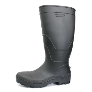 F35BB黑色磨砂钢鞋头轻量化pvc安全靴防雨