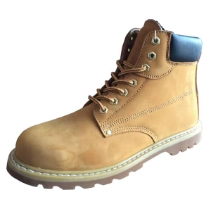 GY004 yellow nubuck leather steel toe safety goodyear work boots