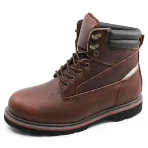 GY012 goodyear welted zapatos de seguridad de suela de goma de cuero genuino