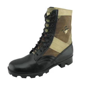 Genuine leather and fabric boots for men military