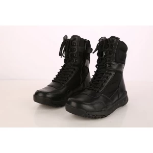 Genuine leather cemented construction rubber sole army boots military