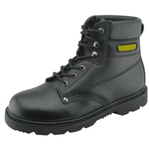 Corrected leather rubber sole goodyear safety boots with steel toe