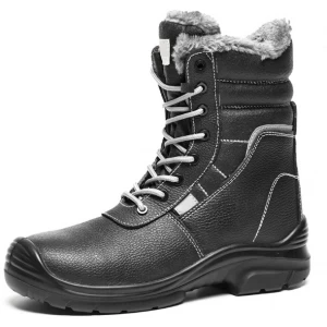 HS133 Men Genuine Leather Winter Safety Work Boots with Fur in Europe