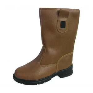 High cut genuine leather work men safety boots