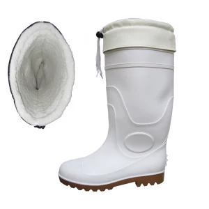 Keep warm food industry white winter PVC rain boots