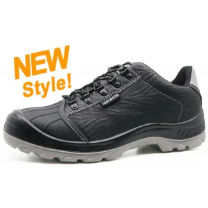 N0184 couro preto anti estática sapatos de segurança de engenharia de dedo do pé de aço