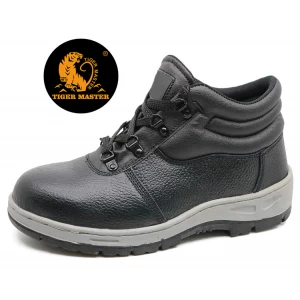 RB1094 Black leather rubber sole steel toe cap industrial safety shoes