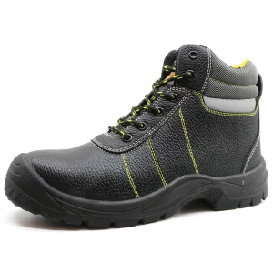Zapatos de seguridad con punta de acero de cuero negro antideslizante SD3050 para construcción
