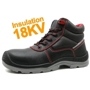 SDHL01 Zapatos antideslizantes de cuero negro con aislamiento de metal libre 18KV zapatos de seguridad eléctrica