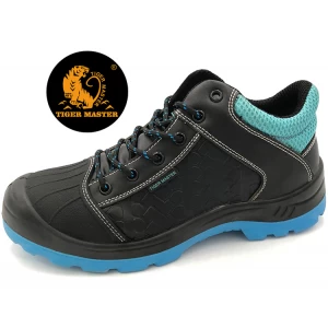 SJ0188 oil resistant black leather steel toe cap safety shoes on sale