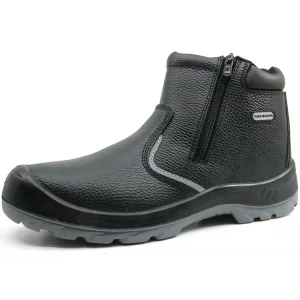 SJ0198黑色浮雕皮革钢头安全鞋，无鞋带