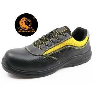 SU026黒革puソールプラスチックつま先キャップ産業用安全靴