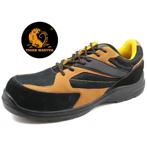 SU028 Anti static suede leather plastic toe cap work shoes safety