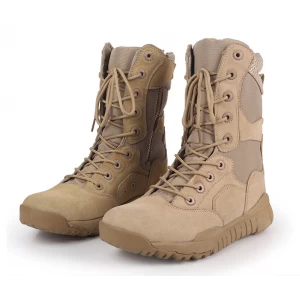 اللون الرملي سوبر ضوء النسيج والجلود من جلد الغزال الأحذية العسكرية للجيش