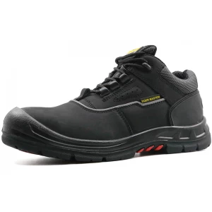 TH003 Chaussures de travail de sécurité à semelle en caoutchouc nubuck noir en cuir résistant à la chaleur