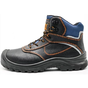 TM1203 new oil slip resistant black leather steel toe anti puncture safety shoes industrial
