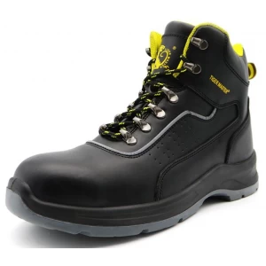 TM2103新款黑色皮革防滑钢头防刺穿工业安全靴S1-P