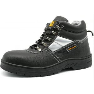 TM3004 Zapatos de seguridad de campo petrolífero a prueba de pinchazos de cuero negro resistente al ácido de aceite punta de acero