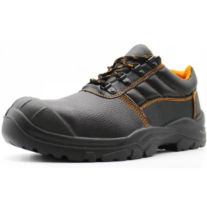TM5005 Low ankle black leather steel toe prevent puncture men work shoes