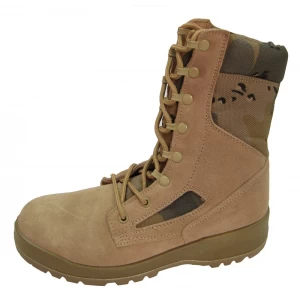 Vulcanized suded leather military desert boots