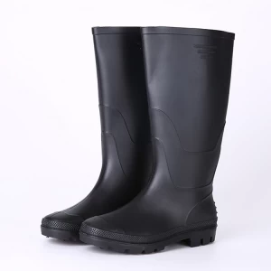 Waterproof cheap black rain boots pvc