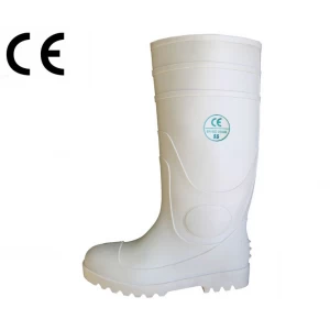 botas de lluvia de seguridad de PVC de color blanco de la industria alimentaria