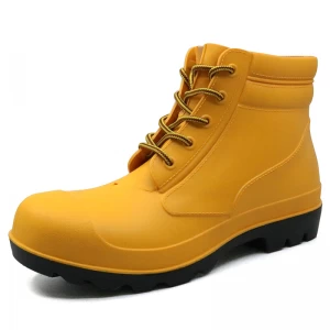 YBA water proof chemical resistant laced up cheap ankle pvc safety shoes
