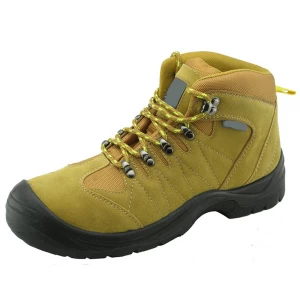 Yellow color microfiber leather work safety shoes