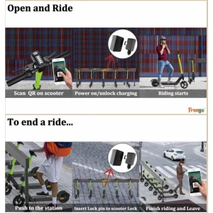 FreeGo Solution Full for Ride-Sharing 40km GPS Rastreador Smart Lock Public Share Scooter Charing, Docking, Blocking, Estacionamiento