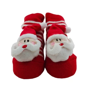 3D bebê de algodão meias fábrica, recém-nascido meias de Natal fornecedor, 0-6 meses meias fabricante