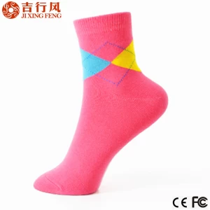 wholesale hot sale popular styles of women cotton argyle socks