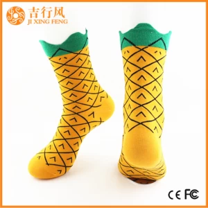 women cute socks factory supply beautiful yellow pineapple pattern girls socks