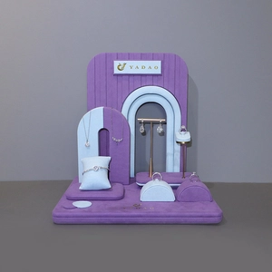 popular jewelry display set small window counter jewelry display stands microfiber stands display ring earring pendant bangle