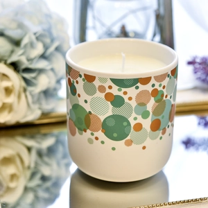 Pots de bougie en céramique à motif géométrique à pois multicolores en gros