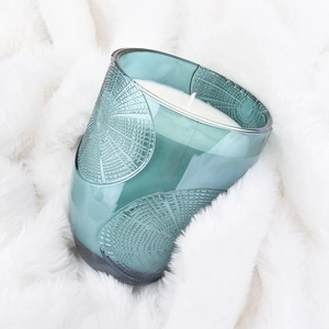 Modern custom turquoise glass candle jar luxury wholesale wedding decoration for candle making