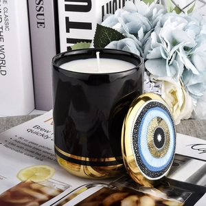 Bagong Turkish Blue Eye Style Ceramic Candle Jar na may takip para sa dekorasyon sa bahay