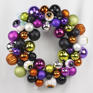Senmasine 61 cm große Halloween-Kugeln, Kränze mit Augenmuster, Kugeln, galvanisierte Ornamente, Party-Hängedekoration