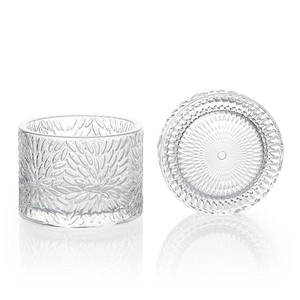 9 x 6,5 cm geprägtes Kerzenglas 7 oz mit Glasdeckel 