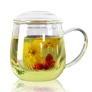 Taza de té de vidrio de bososilicato sostenible de 21 oz con tapa de vidrio con filtro de vidrio