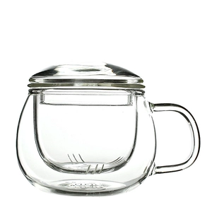 Taza de té de vidrio de borosilicato de bola redonda de 10 oz