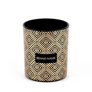Hotstamping Gold Black Candle Holder Glass 11oz