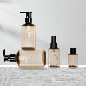 Custom Square PET Transparent Cosmetic Shampoo and Conditioner Lotion Bottle