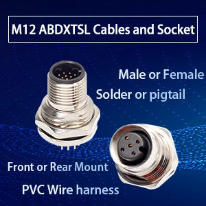 China M12 3 4 5 6 8 12 17 pin male female front or rear panel mount connector manufacturer
