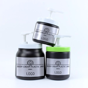 Luksusowy plastikowy pojemnik na krem ​​do twarzy, czarny HDPE, wielokrotnego napełniania, 500 ml, 1000 ml, prasa bezpowietrzna do pielęgnacji skóry, pompka 98 mm, słoiki kosmetyczne