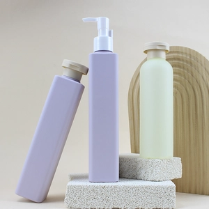 Großhandel leere 200 ml 240 ml einzigartige quadratische runde kosmetische Lotionsflaschen Reise-Duschgel-Shampoo-Plastiklotion-Pumpflasche